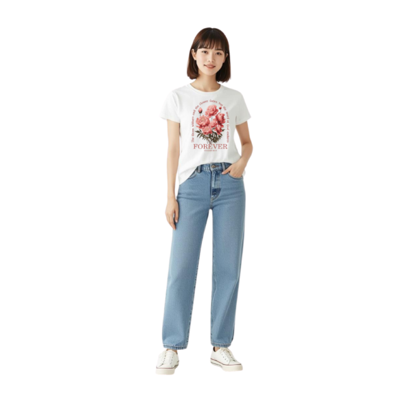 1 Camiseta blanca mujer diseño flores peonías Forever Isaías 40:8 Grace Gifts TN.