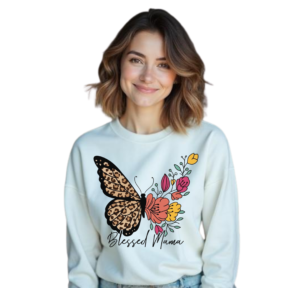 Sudadera "Blessed Mama" – Mariposa Floral y Animal Print