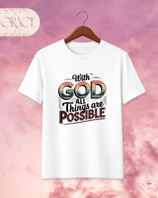 Camiseta Retro "All Things Are Possible" (Mateo 19:26) - Grace Gifts
