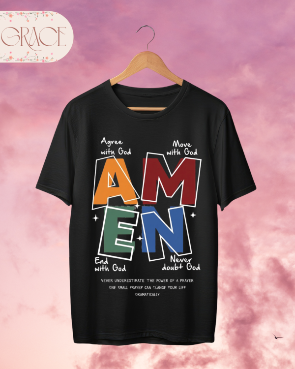 Camiseta Premium «AMEN» – Acróstico de Fe y Poder (Tejido High-Performance)