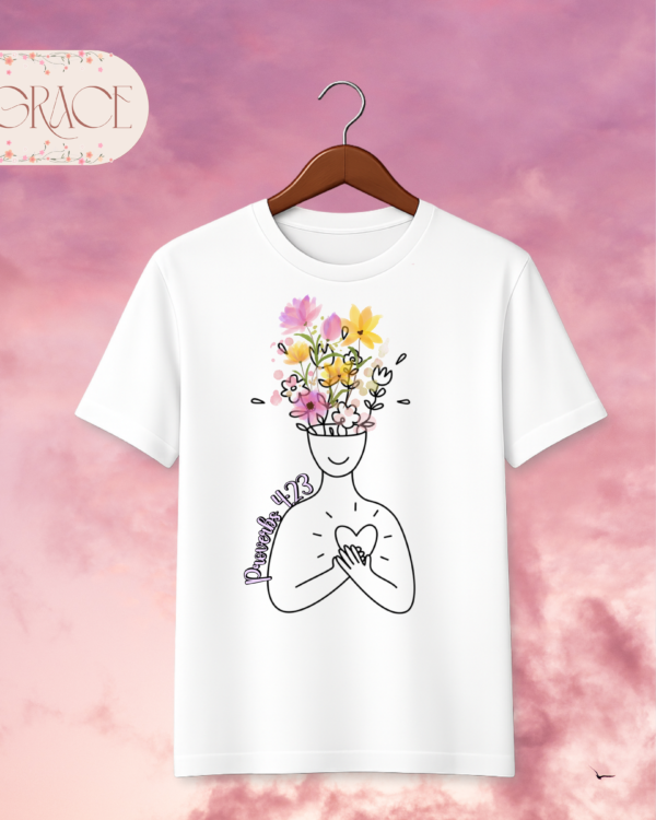 "Flores del Corazón" (Proverbs 4:23) Premium Tee – Heart's Blossom Collection