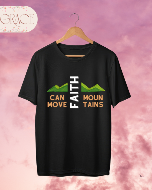 "Faith Can Move Mountains" (Matthew 17:20) Tee – Deep Black Edition Collection