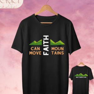 Camiseta Premium "Faith Can Move Mountains" (Mateo 17:20) - Negro Profundo