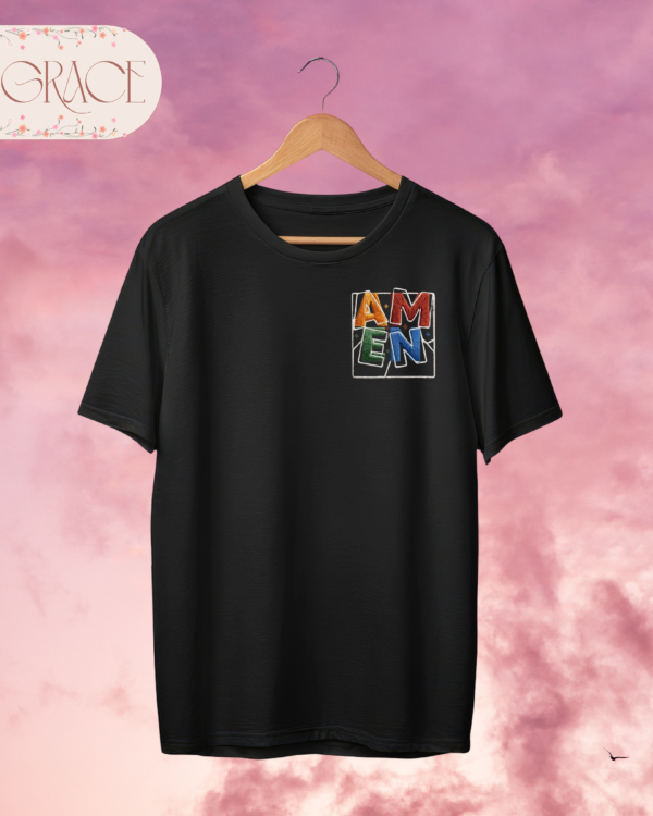Camiseta de Hombre "AMEN" - Efecto Bordado 3D (Doble Estampado)