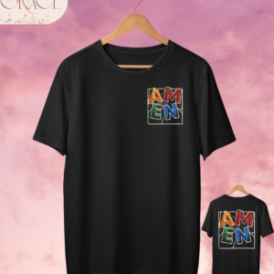 Camiseta de Hombre "AMEN" - Efecto Bordado 3D (Doble Estampado)