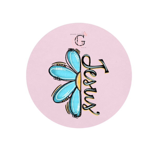 4 "Jesus" Premium Sweatshirt – Turquoise Floral Design & Modern Typography Collection
