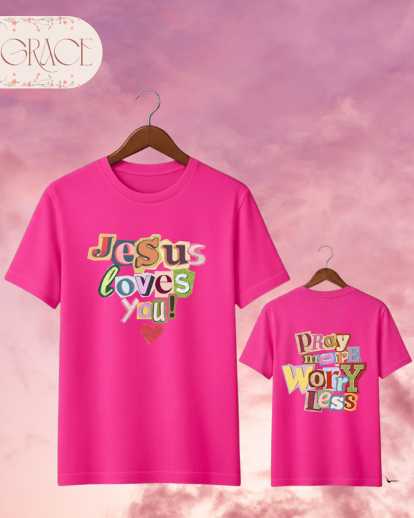 "Jesus Loves You / Pray More" Tee – Pastel Color Double Print Collection