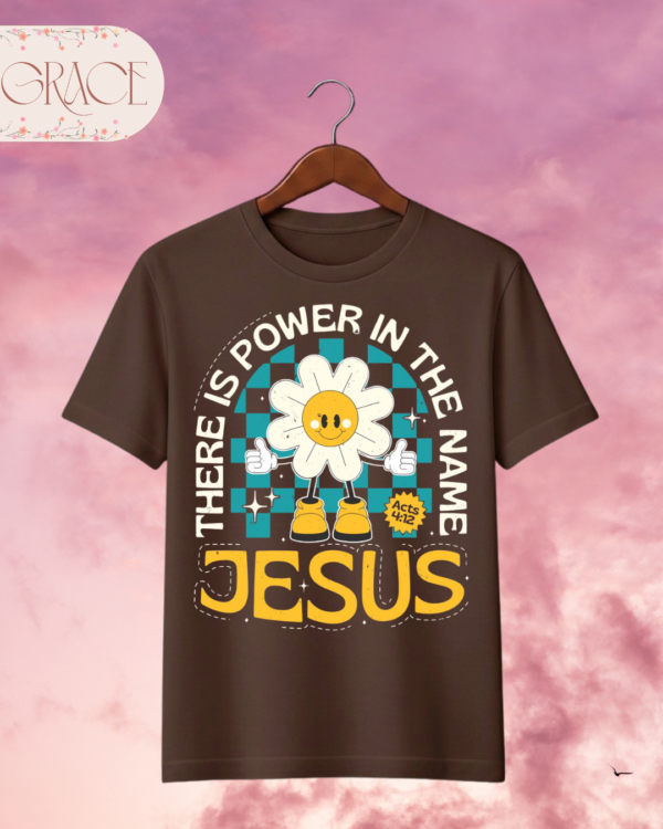 Camiseta de Mujer "There Is Power in the Name of Jesus" Retro (Doble Estampado) – Colección Damas