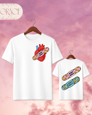Camiseta "Jesus Heals" – Retro Smiley Bandage Heart Tee