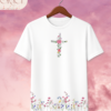 102 Camiseta "Floral Cross & Wildflowers" – Elegant Botanical Christian Tee