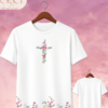 104 Camiseta "Floral Cross & Wildflowers" – Elegant Botanical Christian Tee