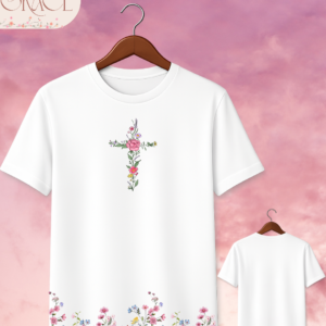 Camiseta "Floral Cross & Wildflowers" – Elegant Botanical Christian Tee