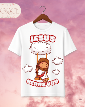 Camiseta Infantil "Jesus Hears You" Chibi – Colección Kids (Unisex)