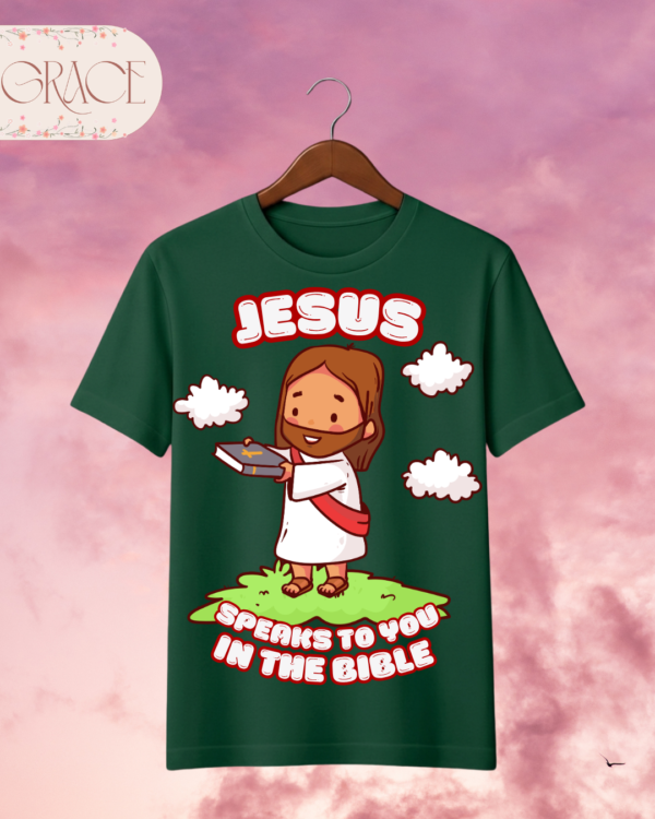 Camiseta Infantil "Jesus Speaks to You in the Bible" Chibi – Colección Kids (Unisex)