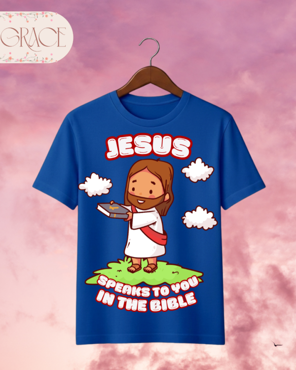 Camiseta Infantil "Jesus Speaks to You in the Bible" Chibi – Colección Kids (Unisex)