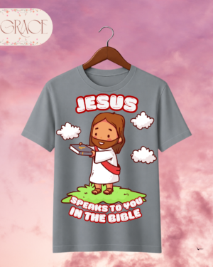 Camiseta Infantil "Jesus Speaks to You in the Bible" Chibi – Colección Kids (Unisex)