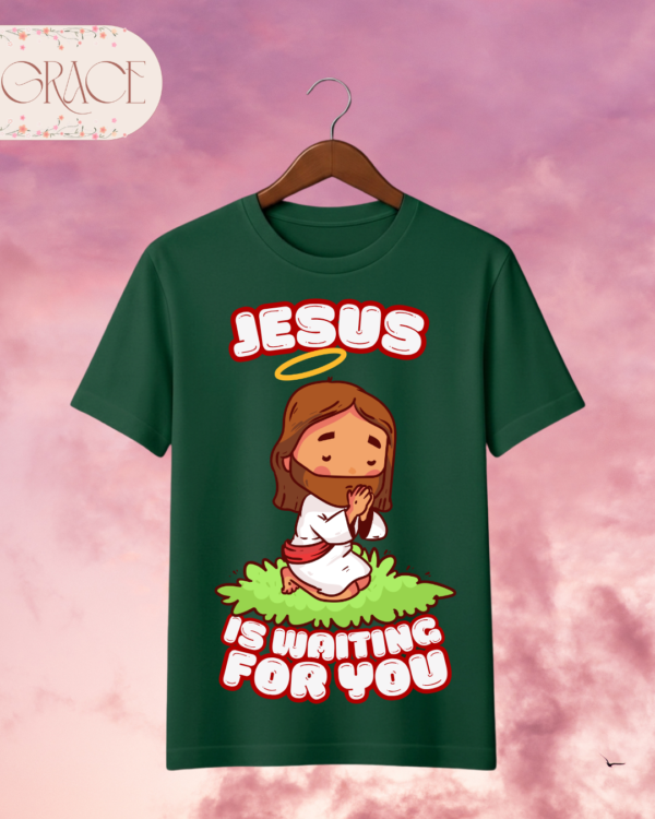Camiseta Infantil "Jesus Is Waiting for You" Chibi – Colección Kids (Unisex)
