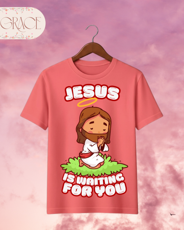 Camiseta Infantil "Jesus Is Waiting for You" Chibi – Colección Kids (Unisex)