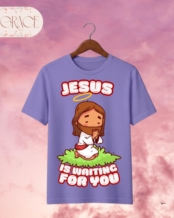 Camiseta Infantil "Jesus Is Waiting for You" Chibi – Colección Kids (Unisex)