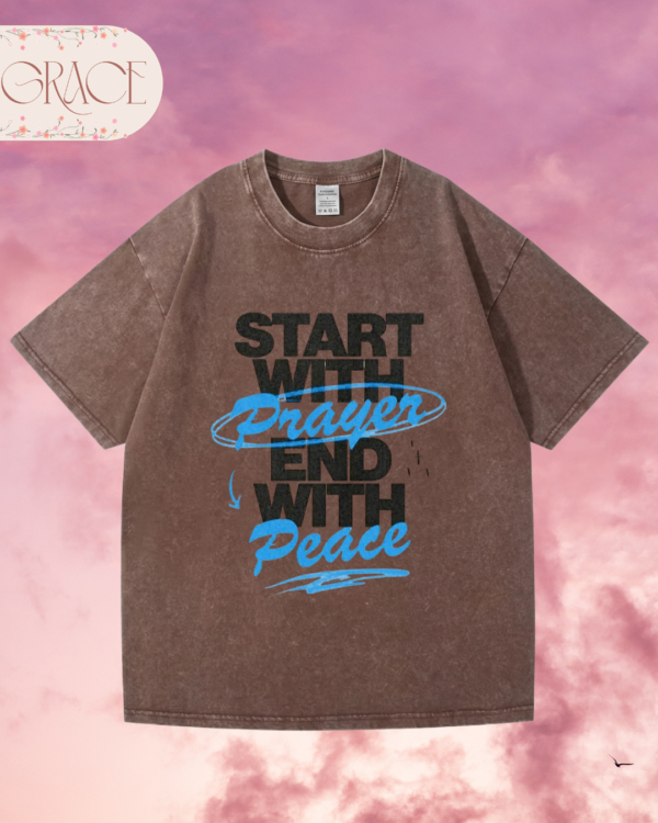 Franela Acid Washed Cristiana - Colección Start With Prayer (Premium)