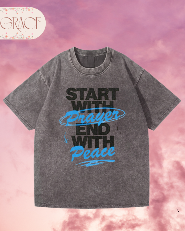 Franela Acid Washed Cristiana - Colección Start With Prayer (Premium)