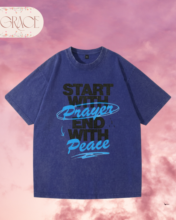 Franela Acid Washed Cristiana - Colección Start With Prayer (Premium)