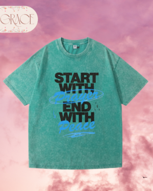 Franela Acid Washed Cristiana - Colección Start With Prayer (Premium)