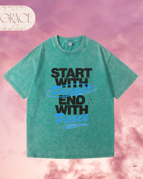 Franela Acid Washed Cristiana - Colección Start With Prayer (Premium)