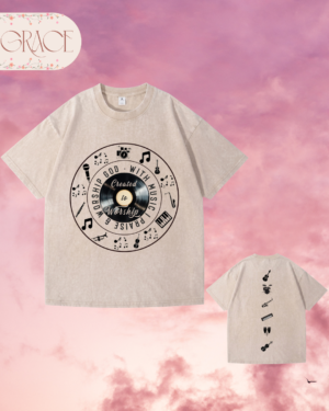 Franela Acid Washed Cristiana - Colección Worship God With Music Vinilo (Premium)