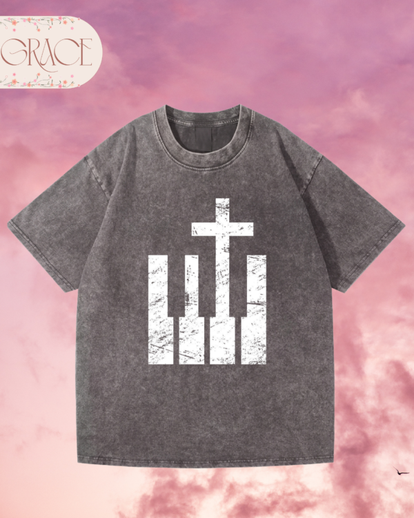 Franela Acid Washed Cristiana - Colección Cruz & Piano (Premium)