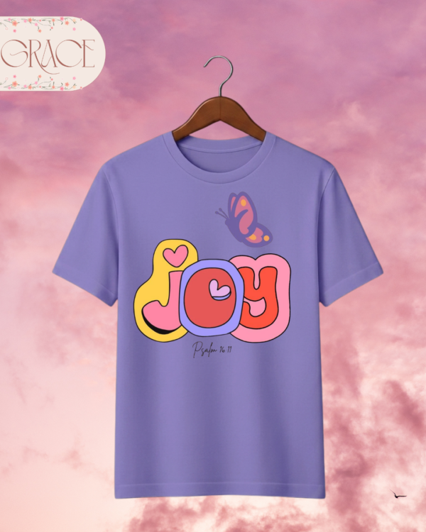Camiseta Infantil "Joy & Butterfly" Psalm 16:11 – Colección Kids (Niñas)