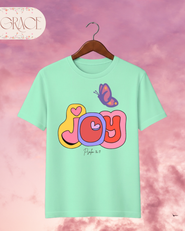 Camiseta Infantil "Joy & Butterfly" Psalm 16:11 – Colección Kids (Niñas)