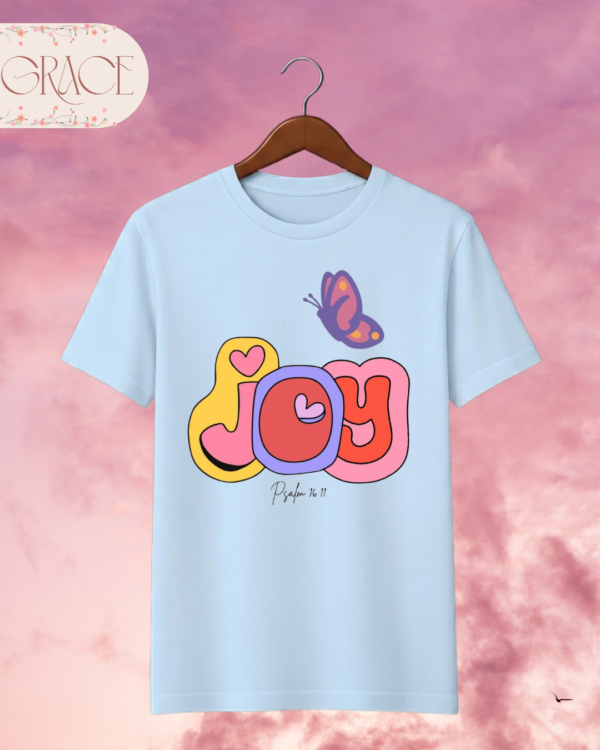 Camiseta Infantil "Joy & Butterfly" Psalm 16:11 – Colección Kids (Niñas)