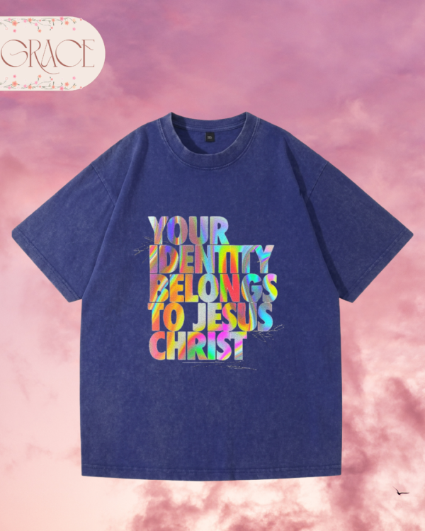 36 Franela Acid Washed Cristiana - Colección Your Identity Holográfica (Premium)
