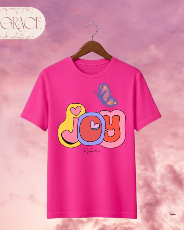 Camiseta Infantil "Joy & Butterfly" Psalm 16:11 – Colección Kids (Niñas)