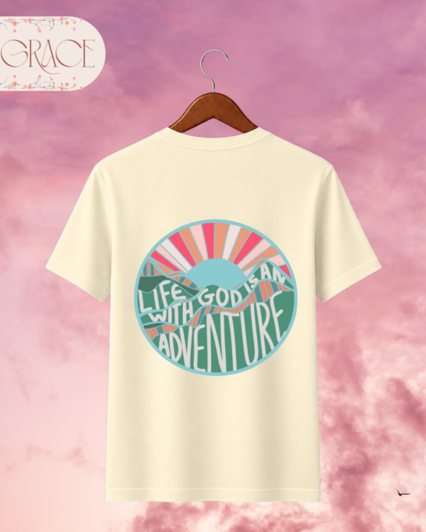 Camiseta Premium «Life with God is an Adventure» -- Edición Mint Green (Doble Estampado)
