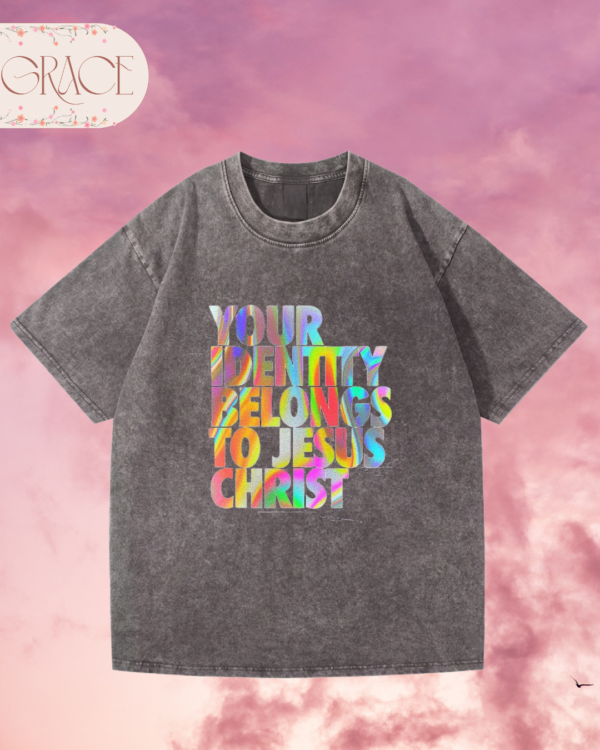 37 Franela Acid Washed Cristiana - Colección Your Identity Holográfica (Premium)