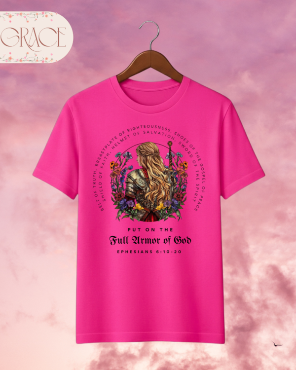 Camiseta de Mujer "Full Armor of God" Guerrera (Doble Estampado) – Colección Damas
