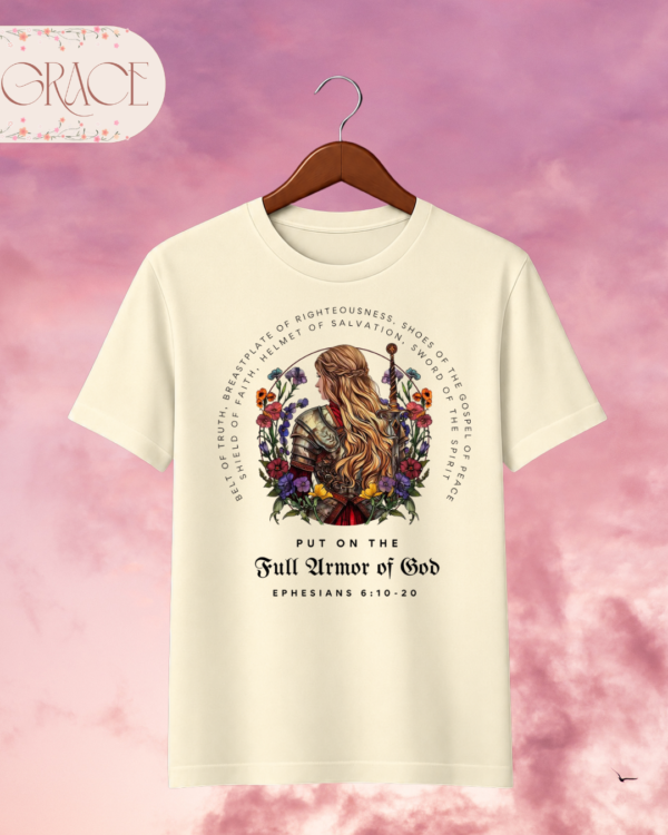 Camiseta de Mujer "Full Armor of God" Guerrera (Doble Estampado) – Colección Damas
