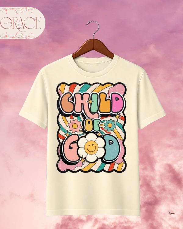 42 Camiseta Infantil "Child of God Retro Groovy" – Colección Kids (Niñas)