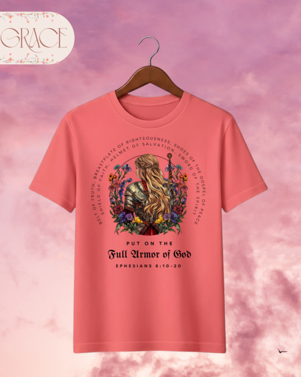 Camiseta de Mujer "Full Armor of God" Guerrera (Doble Estampado) – Colección Damas