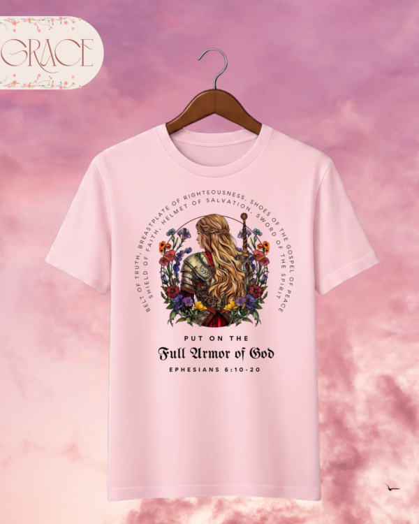 Camiseta de Mujer "Full Armor of God" Guerrera (Doble Estampado) – Colección Damas