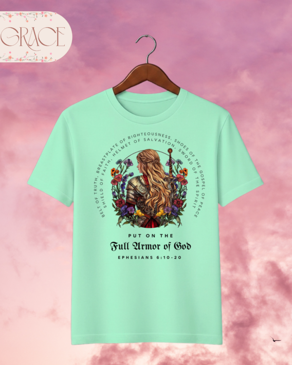 Camiseta de Mujer "Full Armor of God" Guerrera (Doble Estampado) – Colección Damas