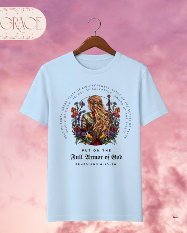 Camiseta de Mujer "Full Armor of God" Guerrera (Doble Estampado) – Colección Damas