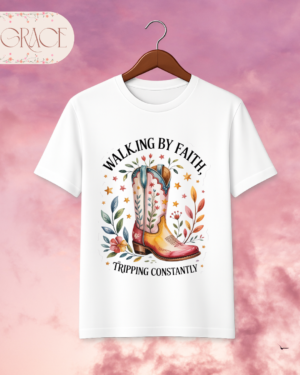 Camiseta Premium «Walking by Faith, Tripping Constantly» -- Edición Off White