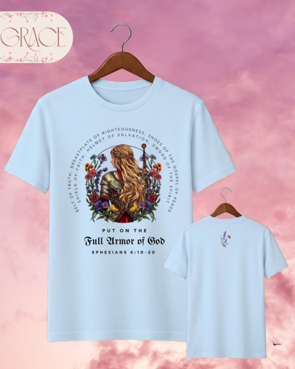 Camiseta de Mujer "Full Armor of God" Guerrera (Doble Estampado) – Colección Damas