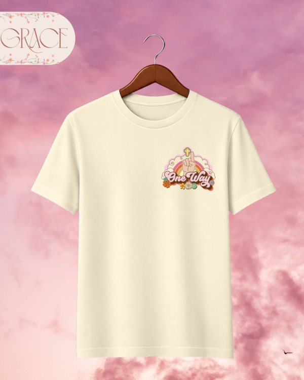 Camiseta Premium «One Way (Retro Rainbow)» -- Edición Coral (Doble Estampado)