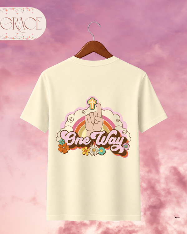 Camiseta Premium «One Way (Retro Rainbow)» -- Edición Coral (Doble Estampado)