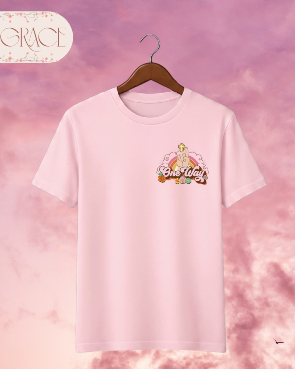 Camiseta Premium «One Way (Retro Rainbow)» -- Edición Coral (Doble Estampado)