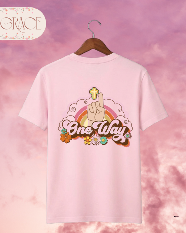 Camiseta Premium «One Way (Retro Rainbow)» -- Edición Coral (Doble Estampado)
